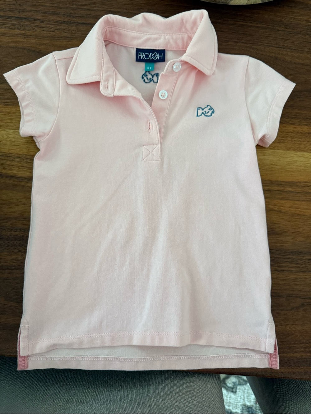 Girls' Light Pink Polo Top with Fish Motif